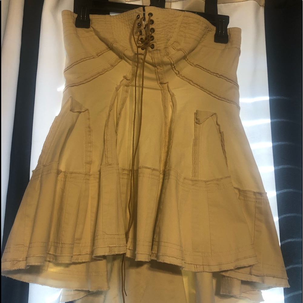 Hi low beige corset tube top